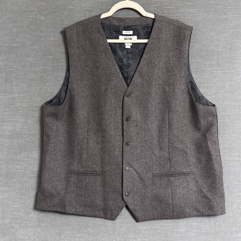 Joseph Abboud Suit Vest 3X Classic Fit Brown Herringbone Weed Classic 48-50
